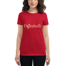 Load image into Gallery viewer, Coffeeholic Brand Coral Pink Logo Women&#39;s short sleeve t-shirt
