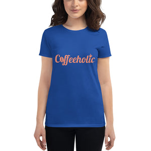 Coffeeholic Brand Coral Pink Logo Women's short sleeve t-shirt