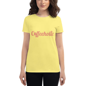 Coffeeholic Brand Coral Pink Logo Women's short sleeve t-shirt