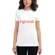 Load image into Gallery viewer, Coffeeholic Brand Coral Pink Logo Women&#39;s short sleeve t-shirt
