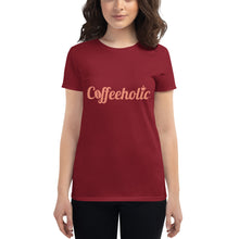 Load image into Gallery viewer, Coffeeholic Brand Coral Pink Logo Women&#39;s short sleeve t-shirt
